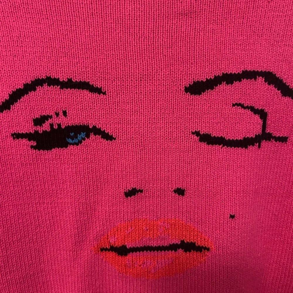 Betsey Johnson Pink Marilyn Monroe Cropped Cardigan Sweater Y2K - Picture 4 of 6